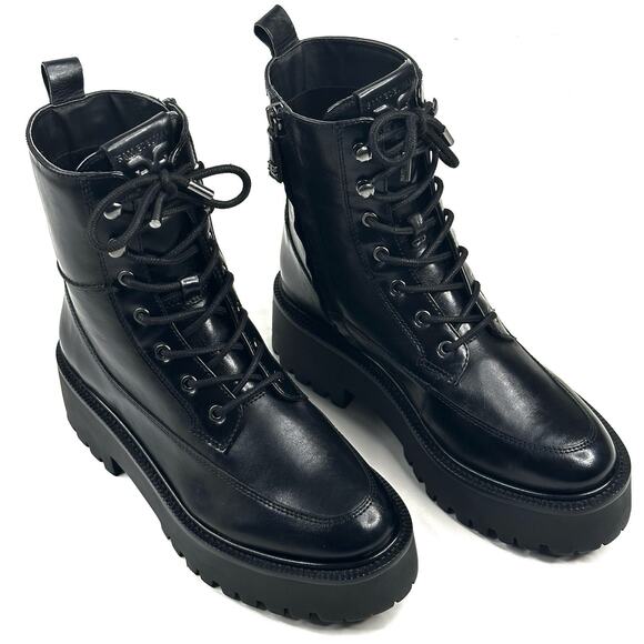 Sam Edelman Shoes - Sam Edelman Elliot Black Leather Platform Combat Boot Lace Up Womens 7M New $180